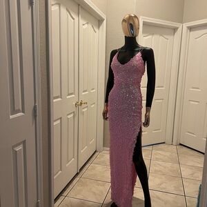 Elegant Pink Sequin Evening Gown